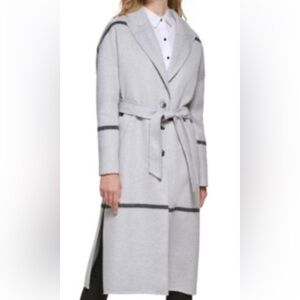 Karl lagerfield Paris wool blend coat xs gray windowpane check worn once